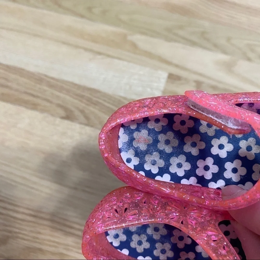 Pink Jelly Flats Mary Jane Shoes Sz 4 Girls Kids